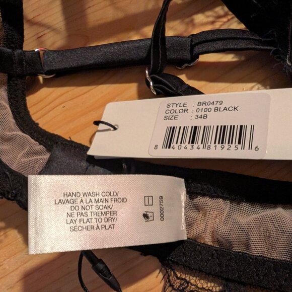 BRAND NEW - Lace demi-cup Bra, Black - Fleur du Mal - 34B - Picture 7 of 7